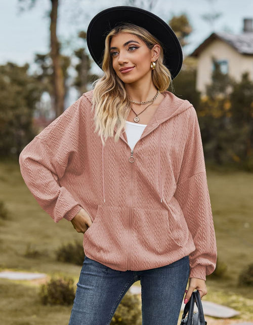 Load image into Gallery viewer, Cable-Knit Long Sleeve Hooded Jacket
