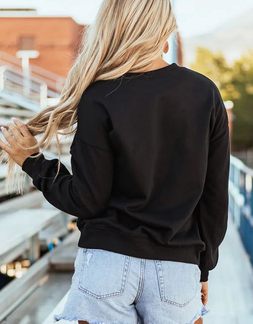 Load image into Gallery viewer, Letter Graphic Round Neck Long Sleeve Sweatshirt
