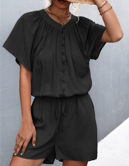 Load image into Gallery viewer, Buttoned Gather Detail Romper
