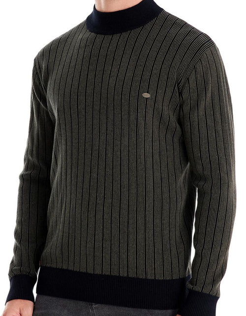 Load image into Gallery viewer, Men's Mock Neck Contrast Striped Sweater
