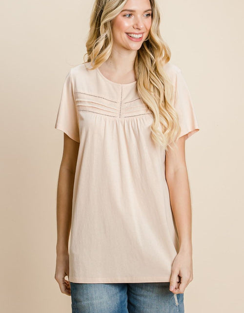 Load image into Gallery viewer, Cotton Bleu by Nu Label Eyelet Round Neck Short Sleeve T-Shirt
