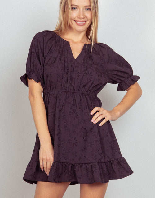 Load image into Gallery viewer, VERY J Floral Textured Woven Ruffled Mini Dress
