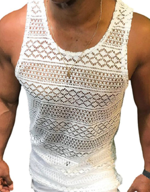 Load image into Gallery viewer, Men's Full Size Openwork Round Neck Tank Plus Size
