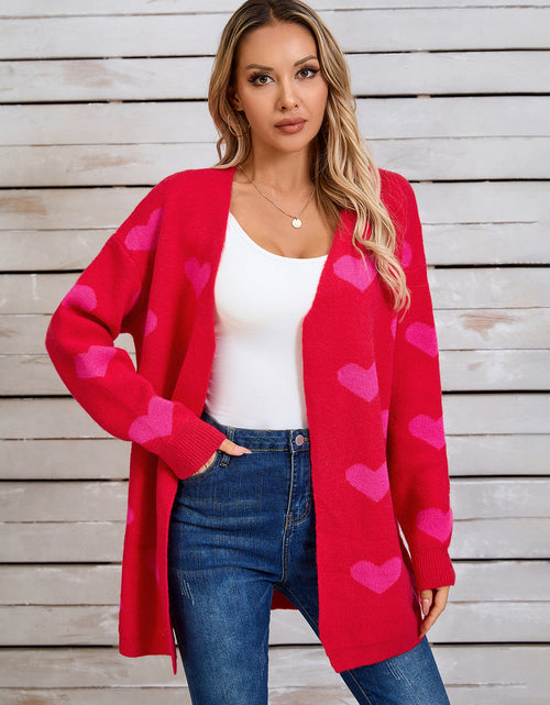 Load image into Gallery viewer, Angel Wings Heart Open Front Long Sleeve Cardigan
