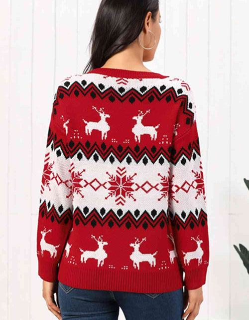 Load image into Gallery viewer, Reindeer Round Neck Sweater
