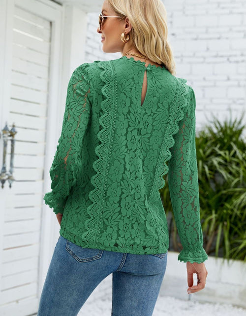 Load image into Gallery viewer, V-Neck Flounce Sleeve Lace Top
