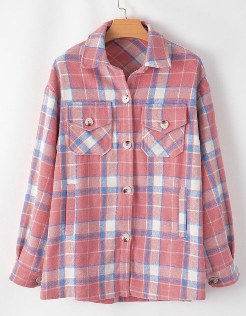 Load image into Gallery viewer, Plaid Button Up Long Sleeve Shacket
