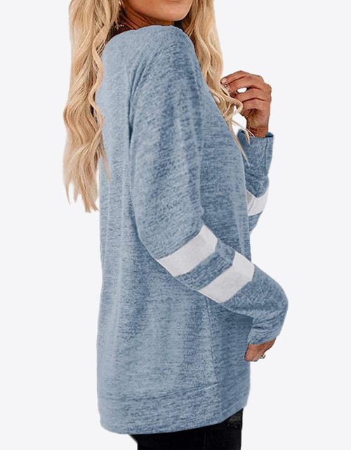 Load image into Gallery viewer, Striped Contrast Raglan Sleeve Top
