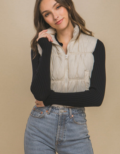 Load image into Gallery viewer, Love Tree Zip Up Turtleneck Cropped Vest Coat
