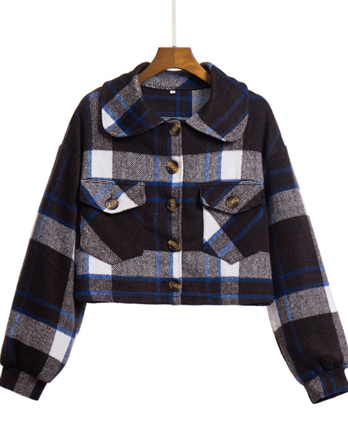 Load image into Gallery viewer, Plaid Button Front Jacket with Pockets
