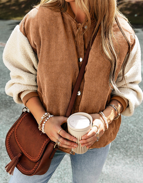 Load image into Gallery viewer, Contrast Baseball Collar Snap Down Long Sleeve Jacket
