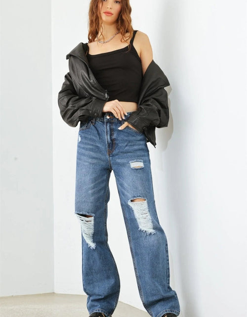 Load image into Gallery viewer, HAMMER COLLECTION Distressed High Waist Jeans
