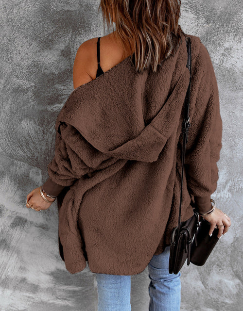 Load image into Gallery viewer, Open Front Hooded Faux Fur Outwear with Pockets
