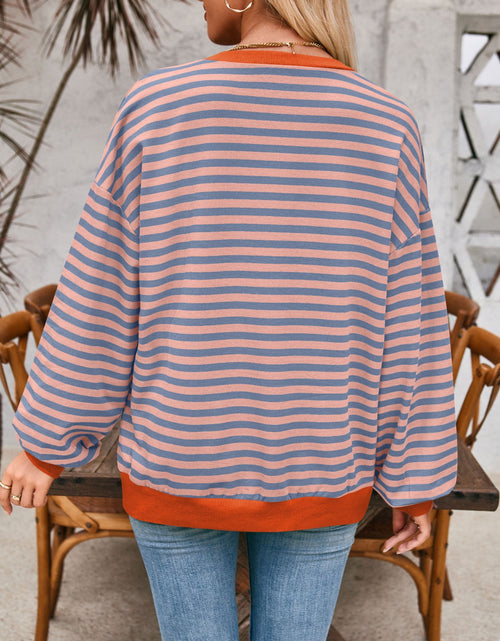 Load image into Gallery viewer, Lovelet Contrast Striped Long Sleeve Sweatshirt
