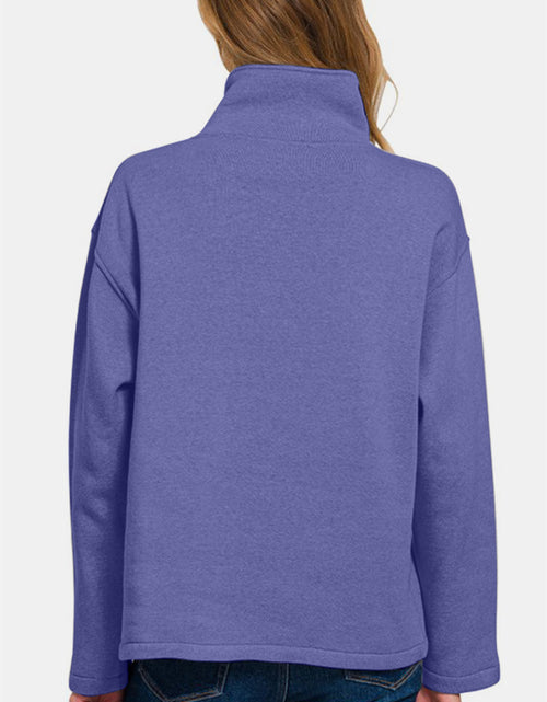Load image into Gallery viewer, Zenana Turtleneck Half Snap Fleece Sweatshirt
