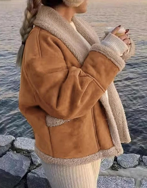 Load image into Gallery viewer, Fuzzy Collared Neck Long Sleeve Jacket
