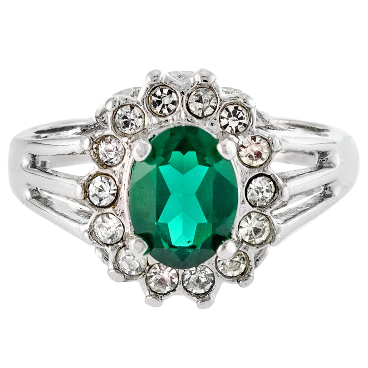 Vintage Jewelry Genuine Stone or Crystal Surrounded by Clear Austrian Crystals Ring Made in the USA by PVD Vintage Jewelry