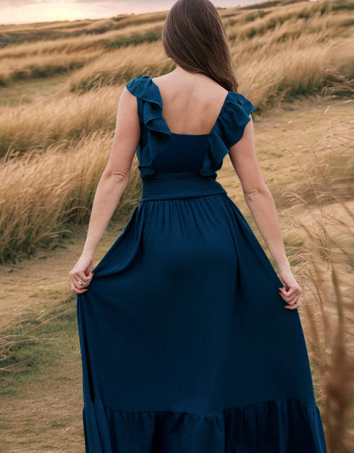 Load image into Gallery viewer, Ruffled Smocked Square Neck Maxi Dress

