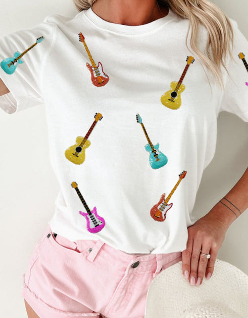 Load image into Gallery viewer, Guitar Crew Neck Short Sleeve T-Shirt
