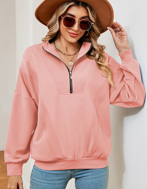 Load image into Gallery viewer, Half Zip Dropped Shoulder Sweatshirt
