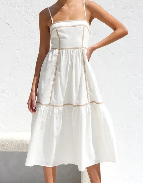 Load image into Gallery viewer, Contrast Trim Square Neck Midi Cami Dress
