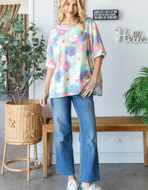 Load image into Gallery viewer, HOPELY Floral Waffle Oversized T-Shirt
