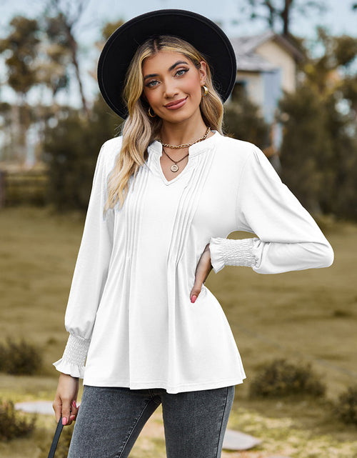 Load image into Gallery viewer, Notched Neck Flounce Sleeve Blouse
