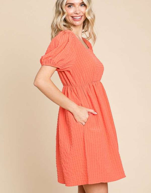 Load image into Gallery viewer, Culture Code Textured Square Neck Short Sleeve Dress
