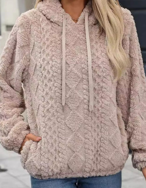 Load image into Gallery viewer, Drawstring Long Sleeve Plush Hoodie
