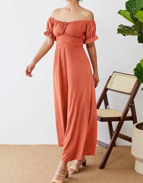 Load image into Gallery viewer, Off-Shoulder Short Sleeve Wide Leg Jumpsuit
