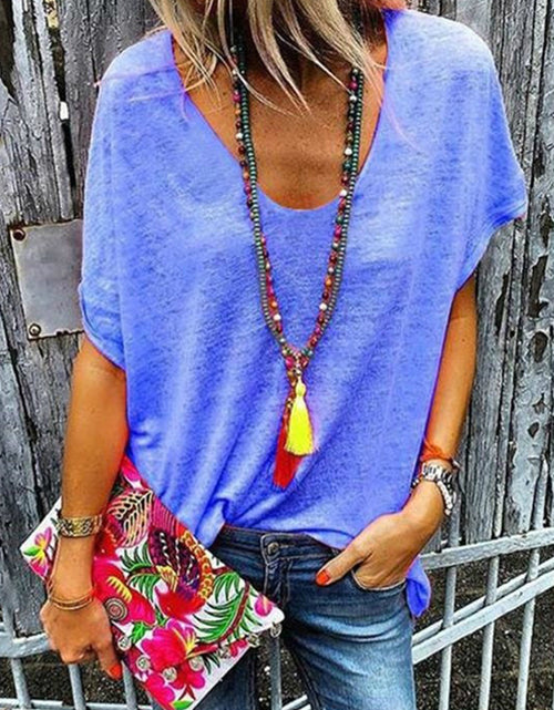 Load image into Gallery viewer, Full Size Scoop Neck Short Sleeve T-Shirt
