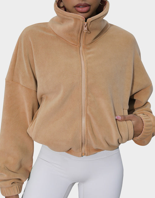 Load image into Gallery viewer, Drawstring Turtleneck Zip Up Long Sleeve Jacket
