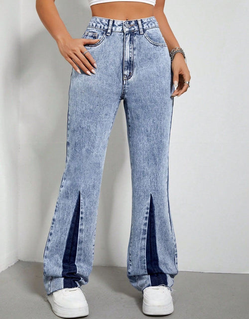 Load image into Gallery viewer, Contrast Bootcut Jeans with Pockets
