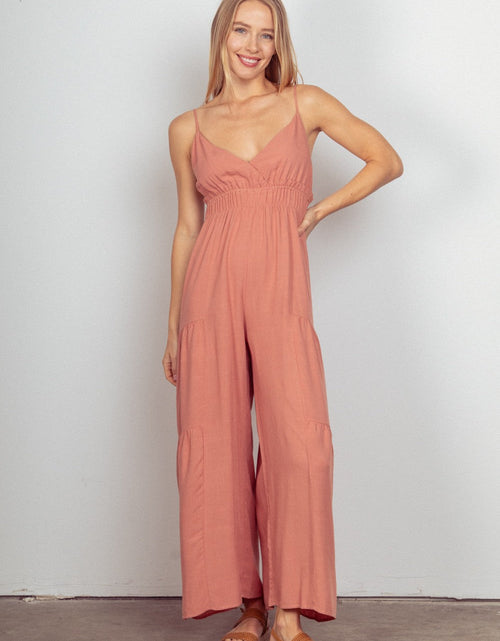 Load image into Gallery viewer, VERY J Sleeveless Ruched Wide Leg Jumpsuit
