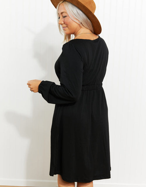 Load image into Gallery viewer, Scoop Neck Empire Waist Long Sleeve Mini Dress
