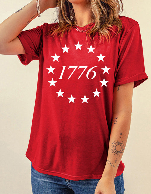 Load image into Gallery viewer, Graphic Round Neck Short Sleeve T-Shirt
