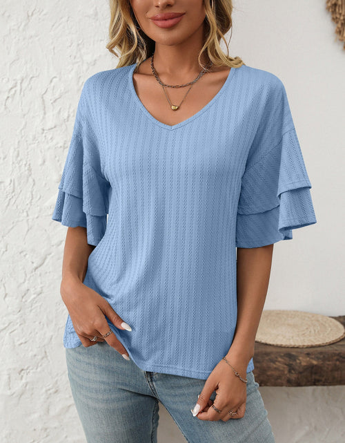 Load image into Gallery viewer, Mandy V-Neck Ruffle Half Sleeve Top
