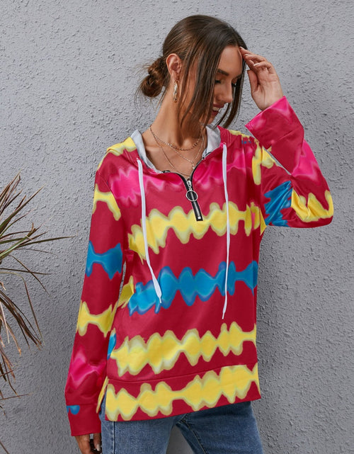 Load image into Gallery viewer, Contrast Quarter Zip Dropped Shoulder Hoodie

