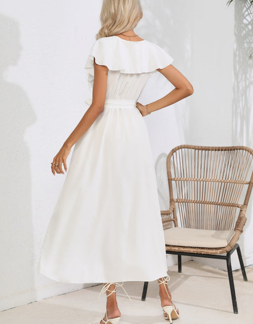 Load image into Gallery viewer, Ruffled Tied V-Neck Midi Dress
