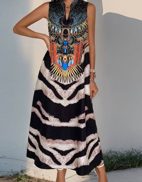 Load image into Gallery viewer, Perfee Printed Notched Sleeveless Dress
