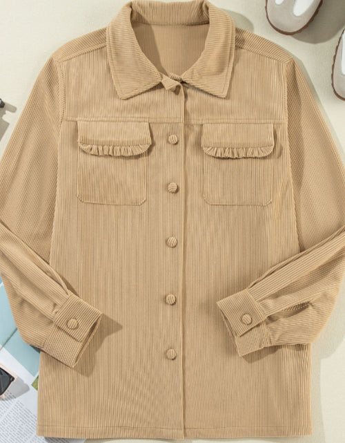 Load image into Gallery viewer, Frill Button Up Long Sleeve Shacket
