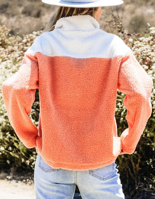 Load image into Gallery viewer, Contrast Half Zip Long Sleeve Sweatshirt
