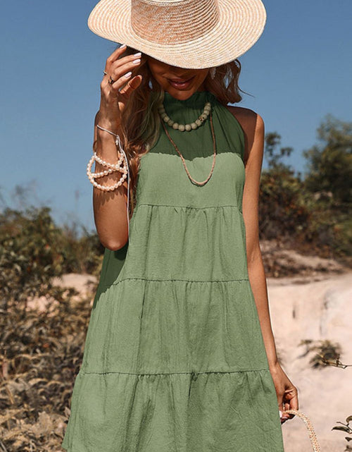 Load image into Gallery viewer, Perfee Tie Back Sleeveless Tiered Dress
