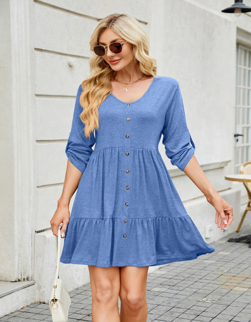 Load image into Gallery viewer, Tiered Ruched V-Neck Mini Dress
