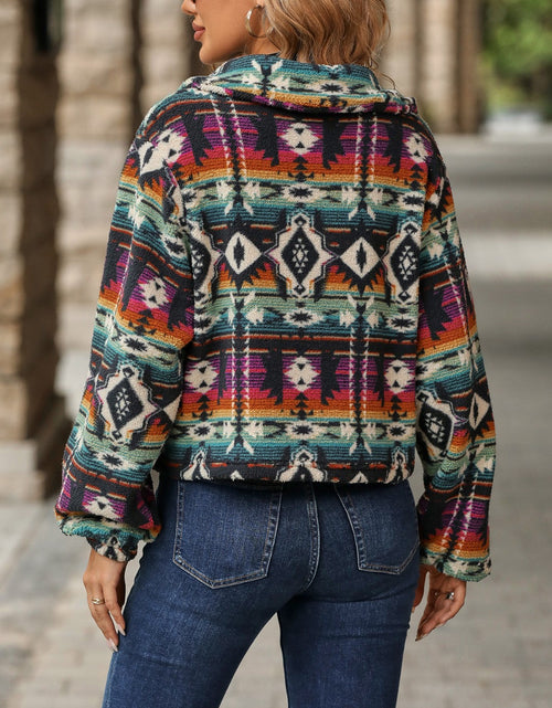 Load image into Gallery viewer, Geometric Dropped Shoulder Balloon Sleeve Outerwear
