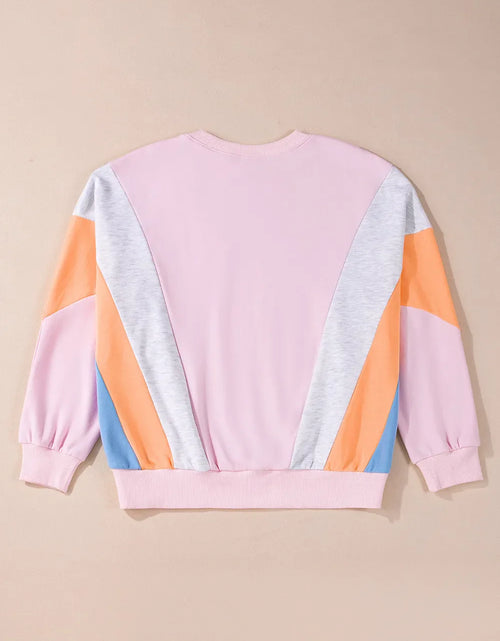 Load image into Gallery viewer, Color Block Round Neck Long Sleeve Sweatshirt
