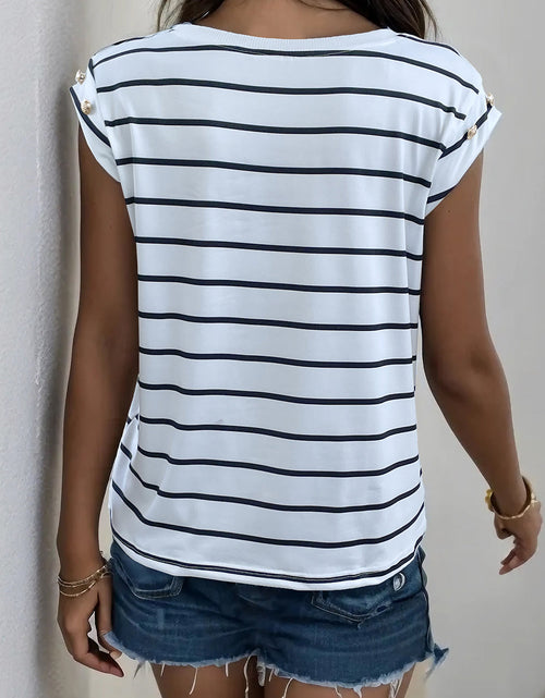 Load image into Gallery viewer, Perfee Decorative Button Round Neck T-Shirt
