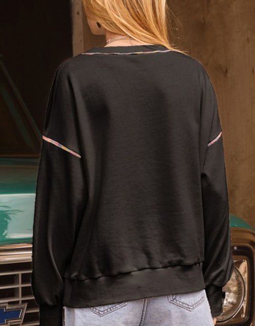 Load image into Gallery viewer, Valentine’s Day Rhinestone Heart Round Neck Long Sleeve Sweatshirt
