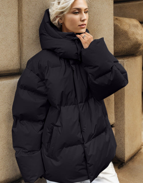 Load image into Gallery viewer, Pocketed Zip Up Hooded Puffer Jacket
