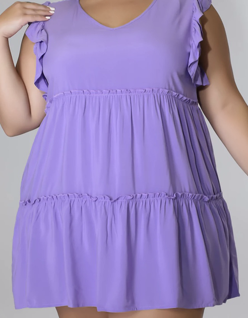 Load image into Gallery viewer, Plus Size V-Neck Frill Trim Mini Dress
